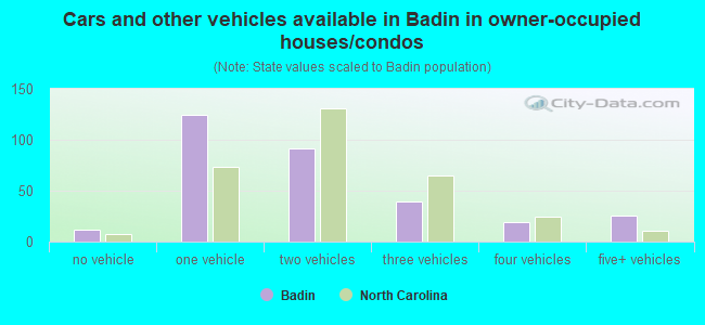 Cars and other vehicles available in Badin in owner-occupied houses/condos