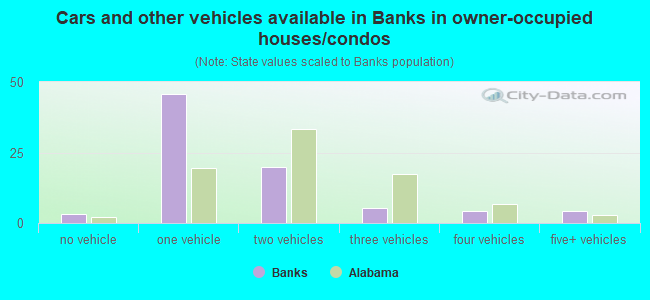 Cars and other vehicles available in Banks in owner-occupied houses/condos