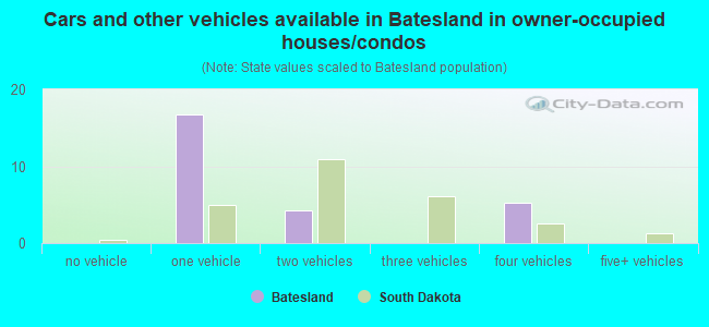 Cars and other vehicles available in Batesland in owner-occupied houses/condos