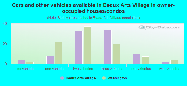 Cars and other vehicles available in Beaux Arts Village in owner-occupied houses/condos