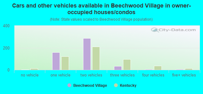 Cars and other vehicles available in Beechwood Village in owner-occupied houses/condos