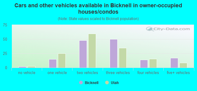 Cars and other vehicles available in Bicknell in owner-occupied houses/condos