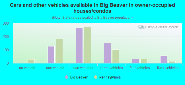 Cars and other vehicles available in Big Beaver in owner-occupied houses/condos
