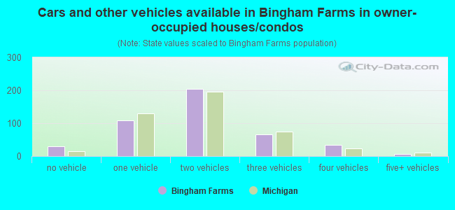 Cars and other vehicles available in Bingham Farms in owner-occupied houses/condos