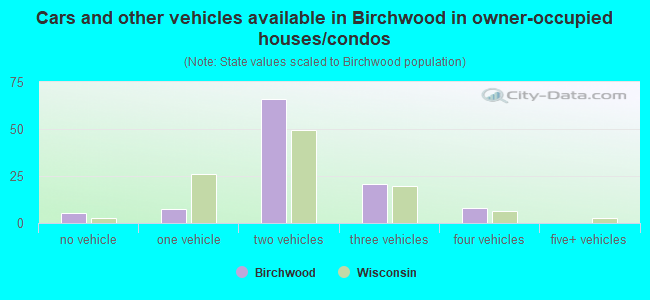 Cars and other vehicles available in Birchwood in owner-occupied houses/condos