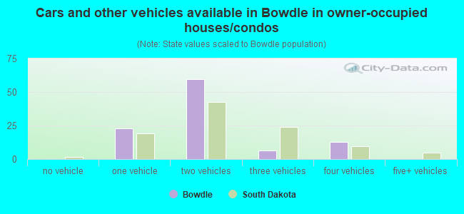 Cars and other vehicles available in Bowdle in owner-occupied houses/condos