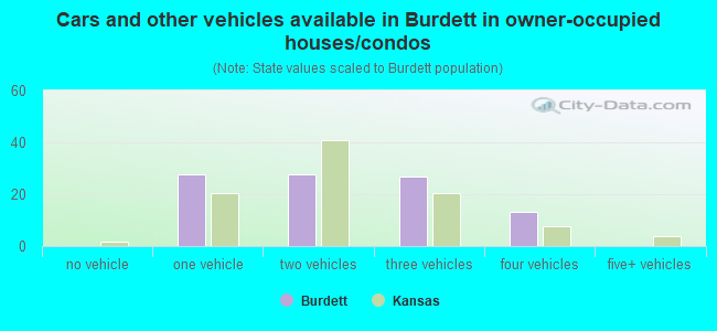 Cars and other vehicles available in Burdett in owner-occupied houses/condos