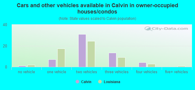 Cars and other vehicles available in Calvin in owner-occupied houses/condos