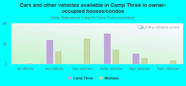 Cars and other vehicles available in Camp Three in owner-occupied houses/condos