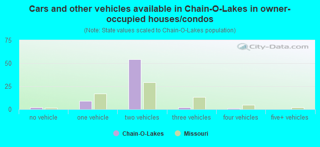 Cars and other vehicles available in Chain-O-Lakes in owner-occupied houses/condos