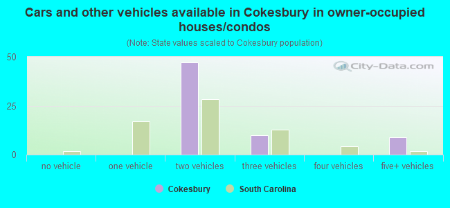 Cars and other vehicles available in Cokesbury in owner-occupied houses/condos