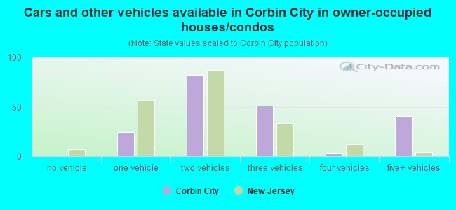 Cars and other vehicles available in Corbin City in owner-occupied houses/condos