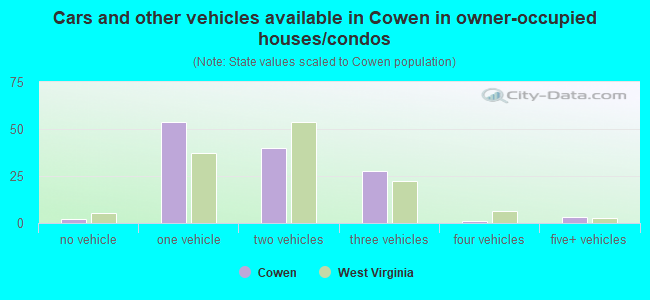 Cars and other vehicles available in Cowen in owner-occupied houses/condos