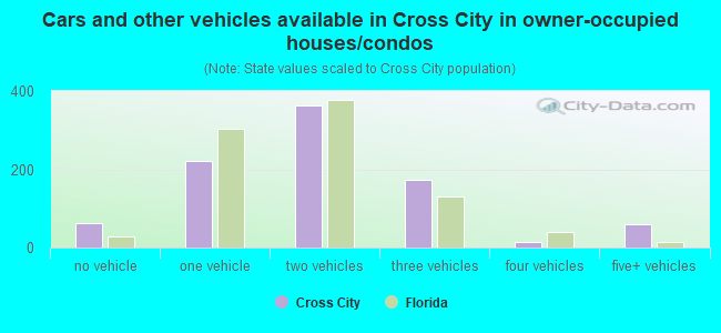 Cars and other vehicles available in Cross City in owner-occupied houses/condos