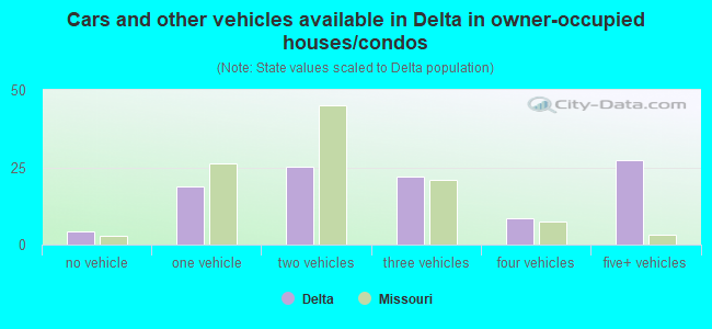 Cars and other vehicles available in Delta in owner-occupied houses/condos