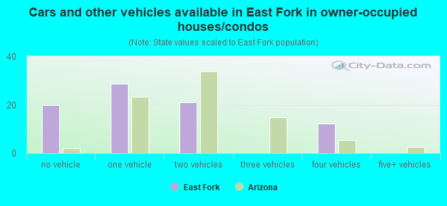 Cars and other vehicles available in East Fork in owner-occupied houses/condos