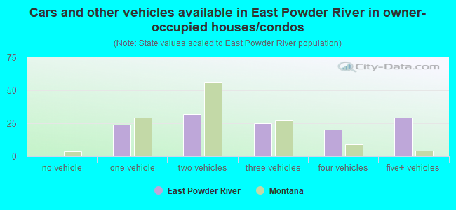 Cars and other vehicles available in East Powder River in owner-occupied houses/condos