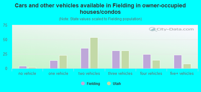 Cars and other vehicles available in Fielding in owner-occupied houses/condos