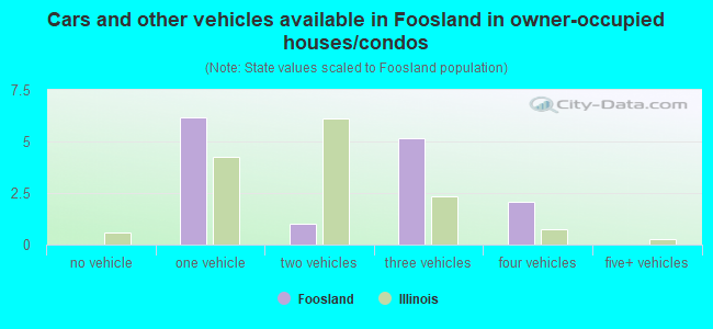Cars and other vehicles available in Foosland in owner-occupied houses/condos