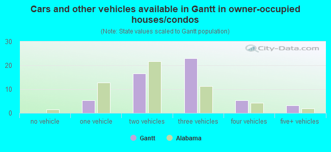 Cars and other vehicles available in Gantt in owner-occupied houses/condos