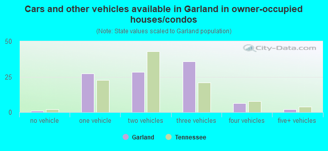 Cars and other vehicles available in Garland in owner-occupied houses/condos