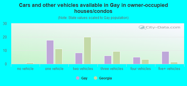 Cars and other vehicles available in Gay in owner-occupied houses/condos