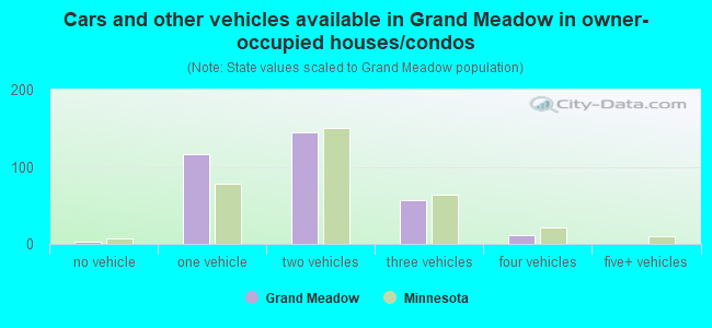 Cars and other vehicles available in Grand Meadow in owner-occupied houses/condos