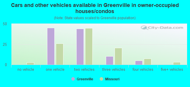 Cars and other vehicles available in Greenville in owner-occupied houses/condos