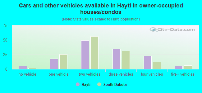 Cars and other vehicles available in Hayti in owner-occupied houses/condos