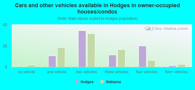 Cars and other vehicles available in Hodges in owner-occupied houses/condos