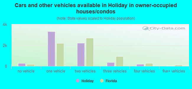 Cars and other vehicles available in Holiday in owner-occupied houses/condos