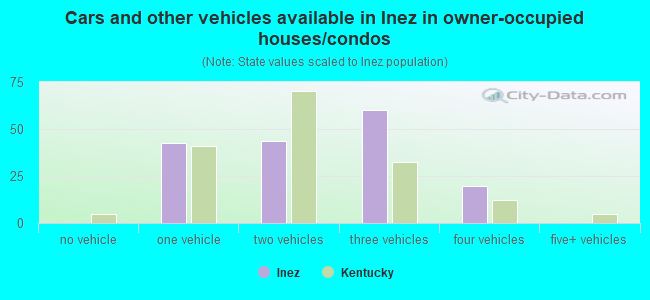 Cars and other vehicles available in Inez in owner-occupied houses/condos