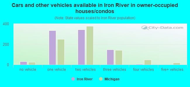 Cars and other vehicles available in Iron River in owner-occupied houses/condos