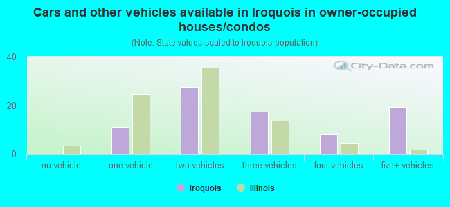 Cars and other vehicles available in Iroquois in owner-occupied houses/condos