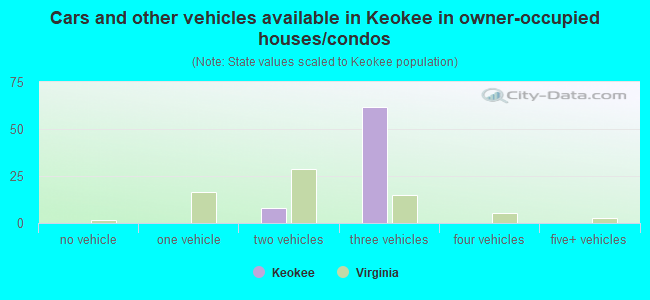 Cars and other vehicles available in Keokee in owner-occupied houses/condos