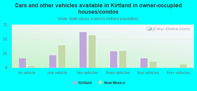 Cars and other vehicles available in Kirtland in owner-occupied houses/condos