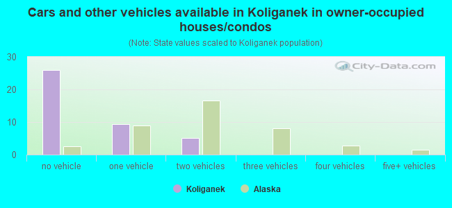 Cars and other vehicles available in Koliganek in owner-occupied houses/condos