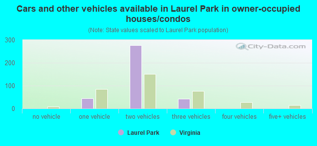 Cars and other vehicles available in Laurel Park in owner-occupied houses/condos