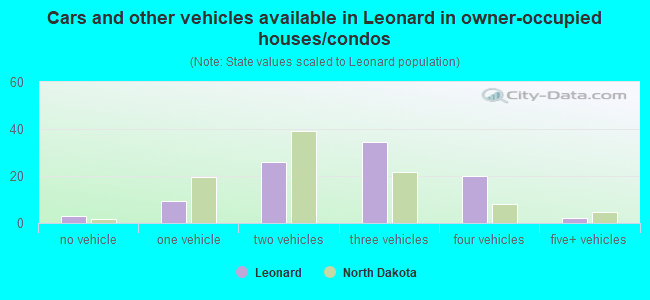 Cars and other vehicles available in Leonard in owner-occupied houses/condos