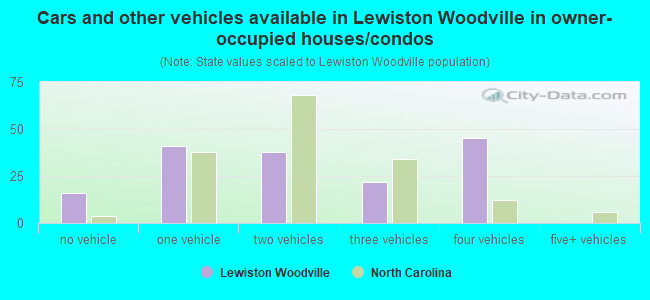 Cars and other vehicles available in Lewiston Woodville in owner-occupied houses/condos