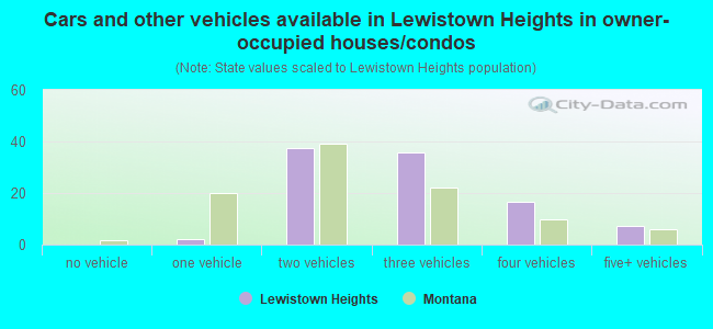 Cars and other vehicles available in Lewistown Heights in owner-occupied houses/condos