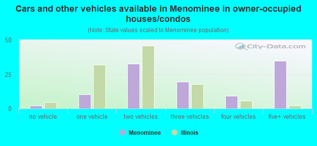 Cars and other vehicles available in Menominee in owner-occupied houses/condos