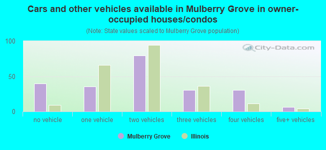 Cars and other vehicles available in Mulberry Grove in owner-occupied houses/condos