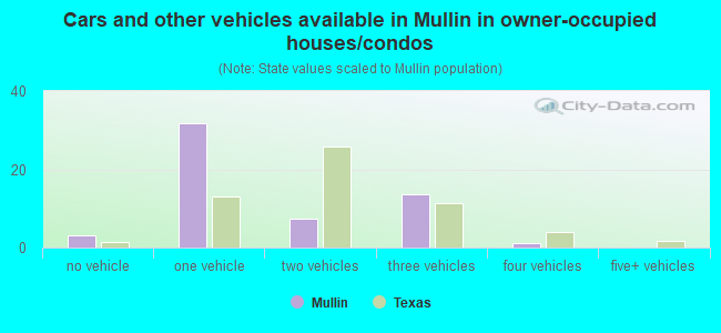 Cars and other vehicles available in Mullin in owner-occupied houses/condos