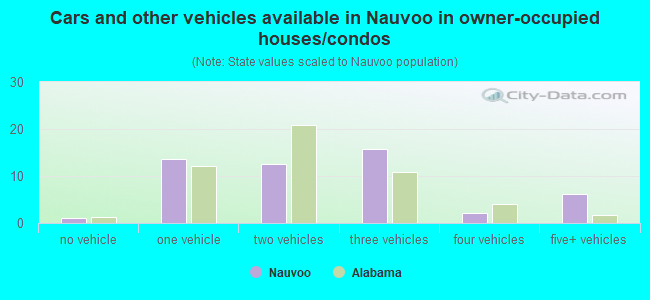 Cars and other vehicles available in Nauvoo in owner-occupied houses/condos