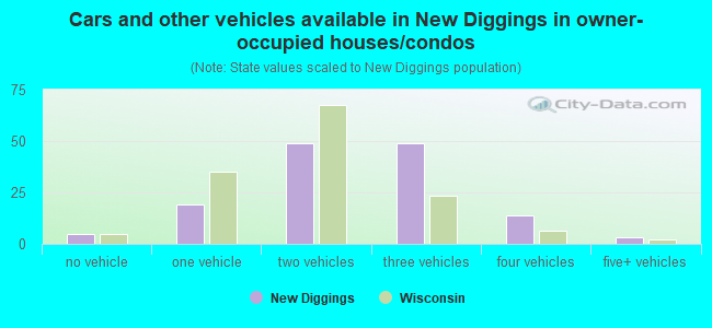 Cars and other vehicles available in New Diggings in owner-occupied houses/condos