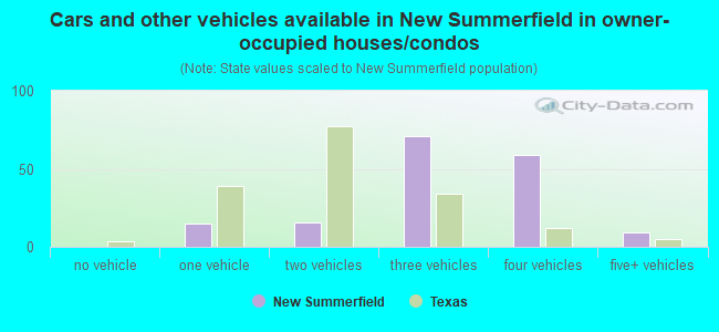 Cars and other vehicles available in New Summerfield in owner-occupied houses/condos