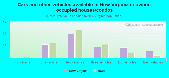 Cars and other vehicles available in New Virginia in owner-occupied houses/condos