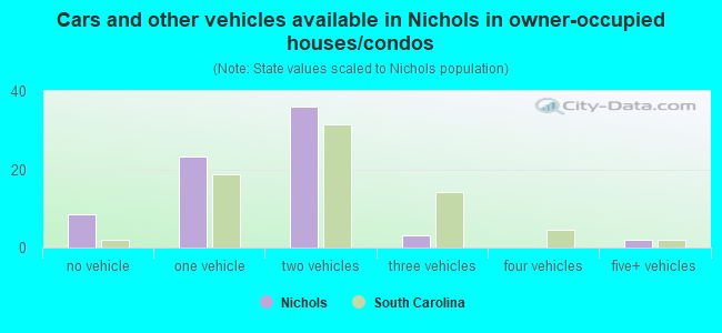 Cars and other vehicles available in Nichols in owner-occupied houses/condos