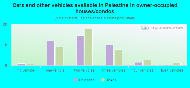 Cars and other vehicles available in Palestine in owner-occupied houses/condos